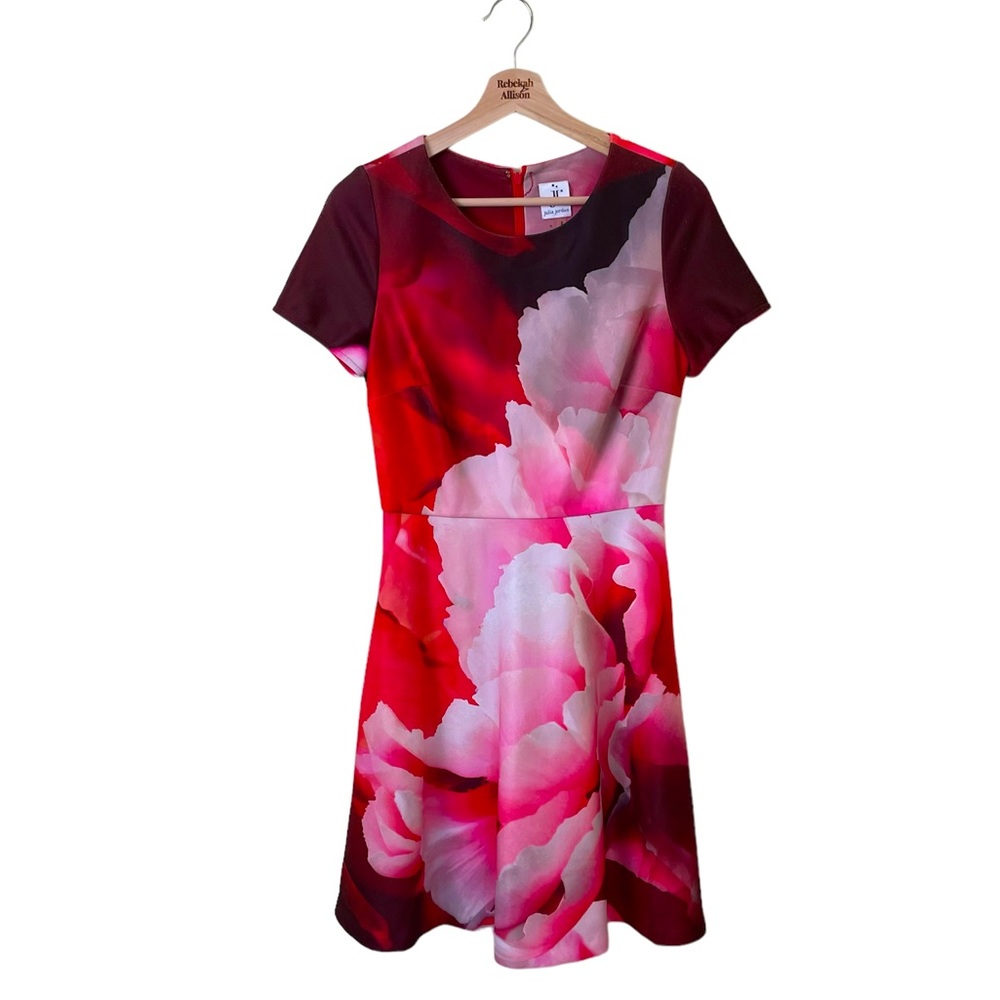 Julia Jordan Floral Fit & Flare Dress in Red & Pink SIZE 4